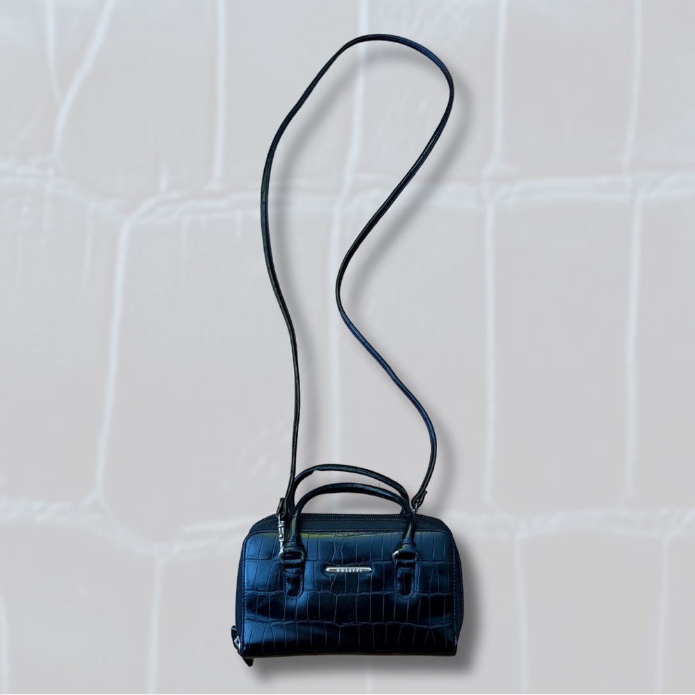 Rosetti black Croc-Embossed Crossbody Bag